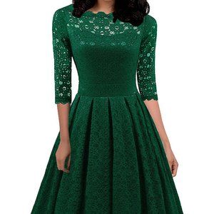 NWT HELYO GREEN FLORAL LACE SWING DRESS SMALL